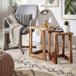 Finebuy 2Er Set Beistelltisch Massivholz Design Wohnzimmer-Tisch in Beistelltisch Wohnzimmer