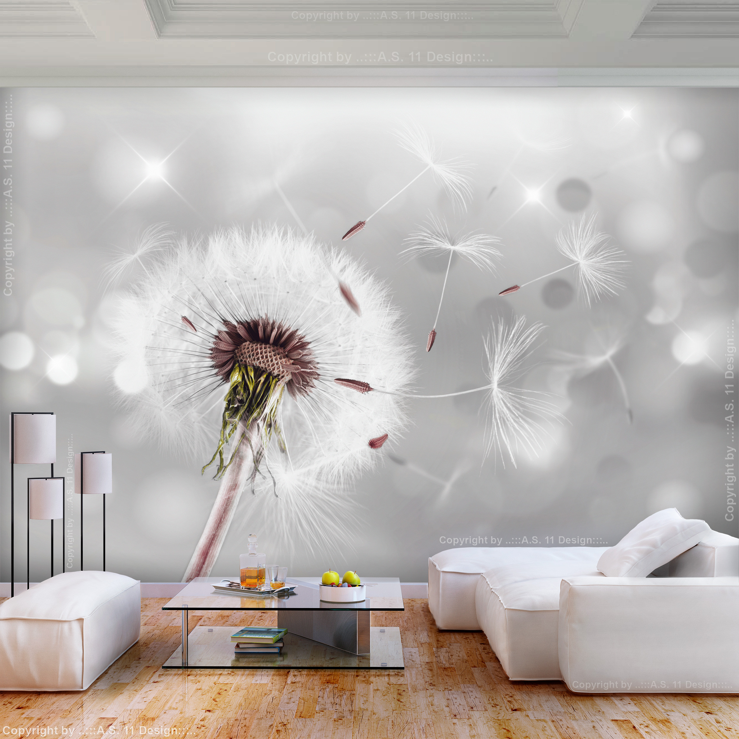 Flowers Dandelion Grey Fleece Photo Wallpaper 3D Living Room Wallpaper  Mural Xxl | Ebay inside Vlies Fototapete Wohnzimmer