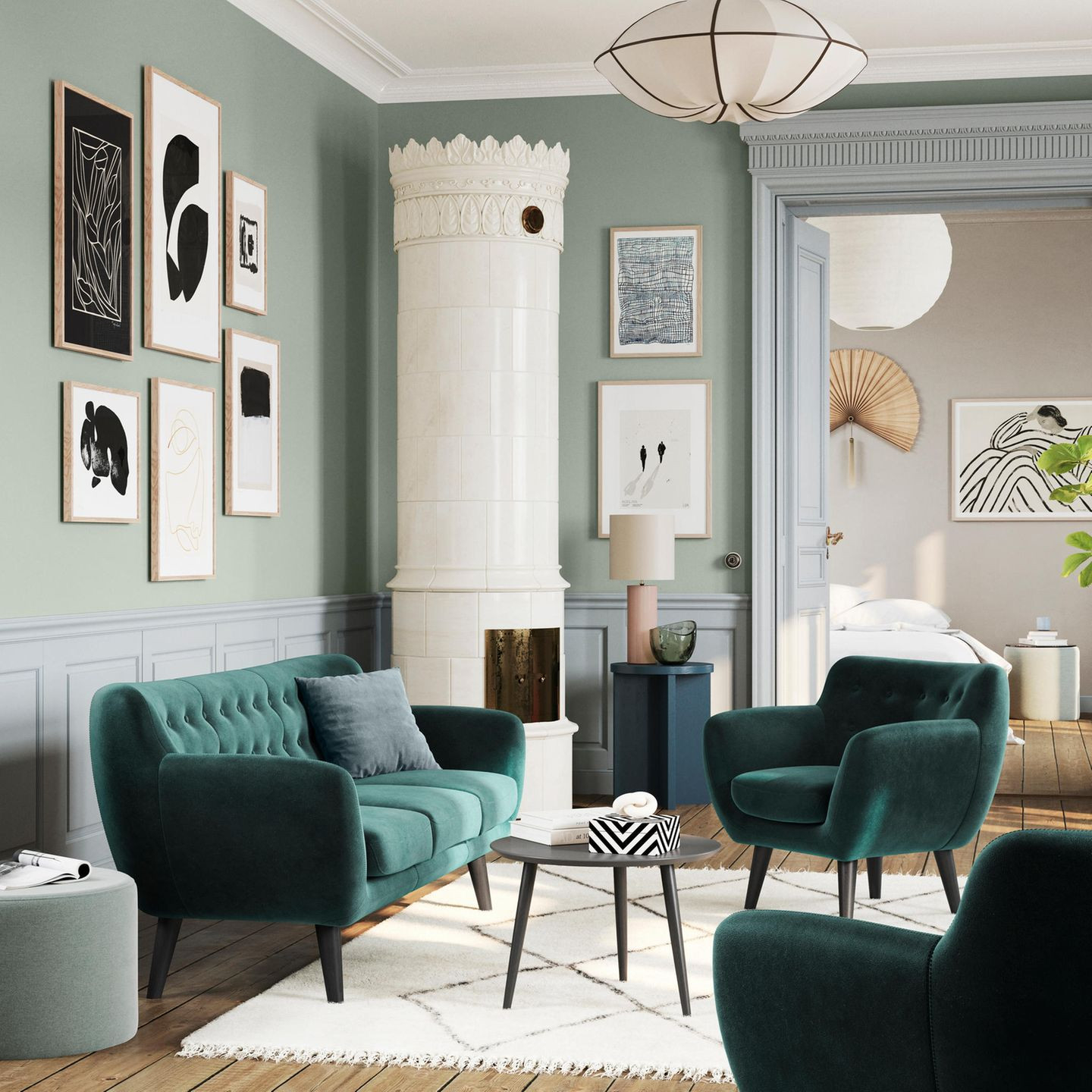 Grünes Sofa Kombinieren: Mit Diesen Tipps Wird'S Harmonisch for Wohnzimmer Smaragdgrün
