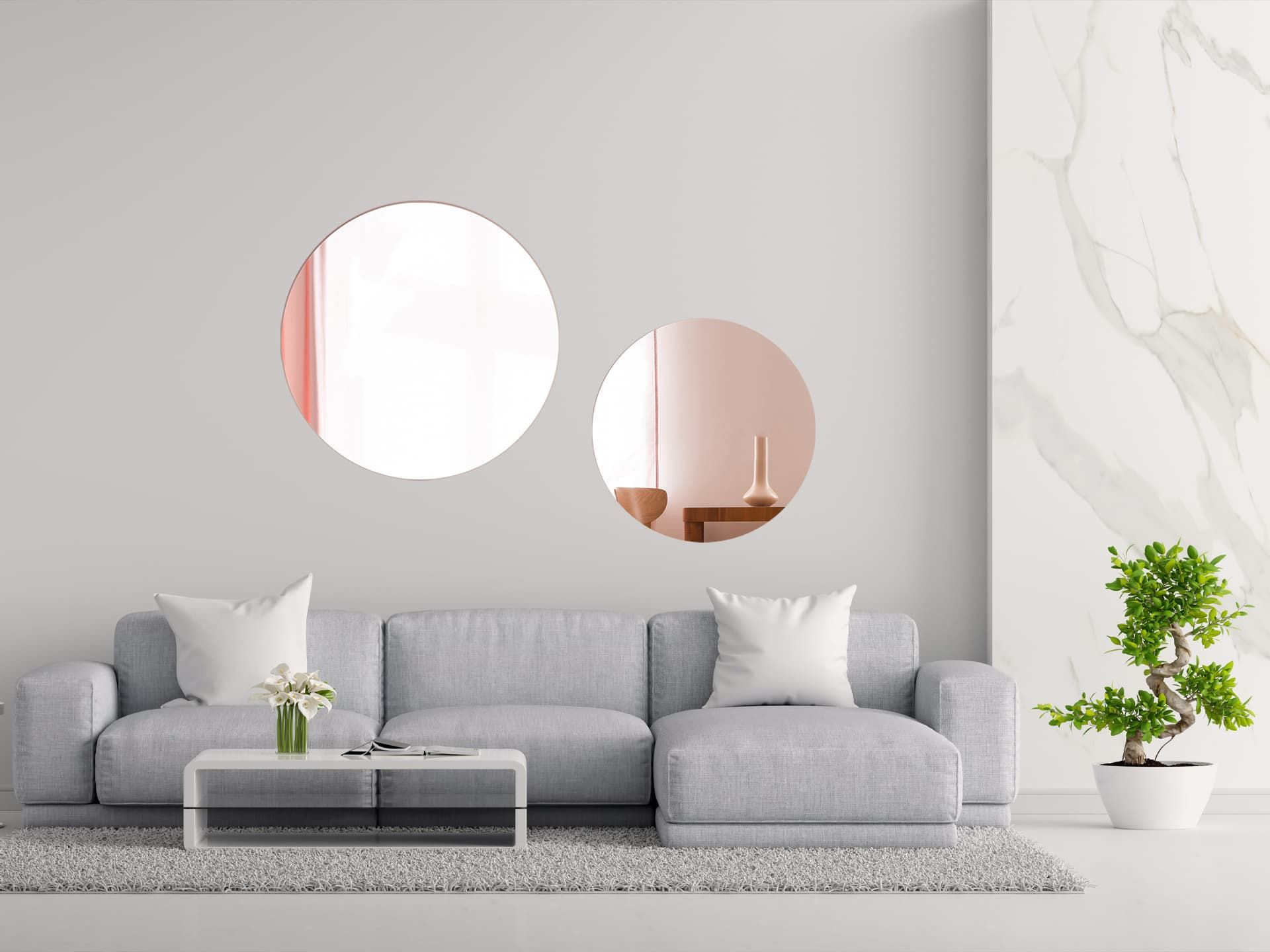 Kreisrunder Spiegel In Rose – Gold Farbigem Kristallglas within Wohnzimmer Grau Rosegold