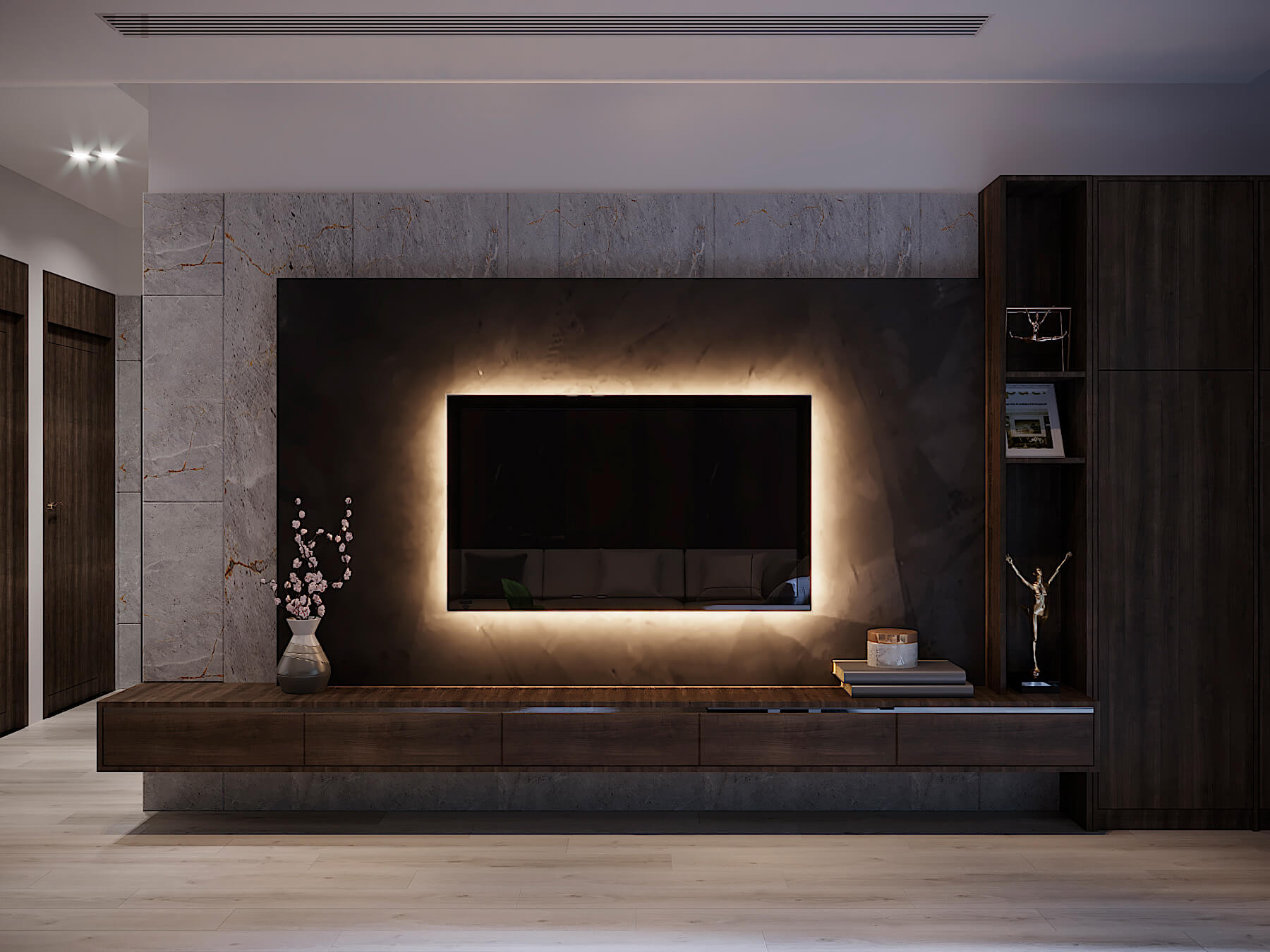 Lichtpaket Wohnzimmer | Fernseher - Sideboard - Regale - Couch throughout Tv Wohnzimmer