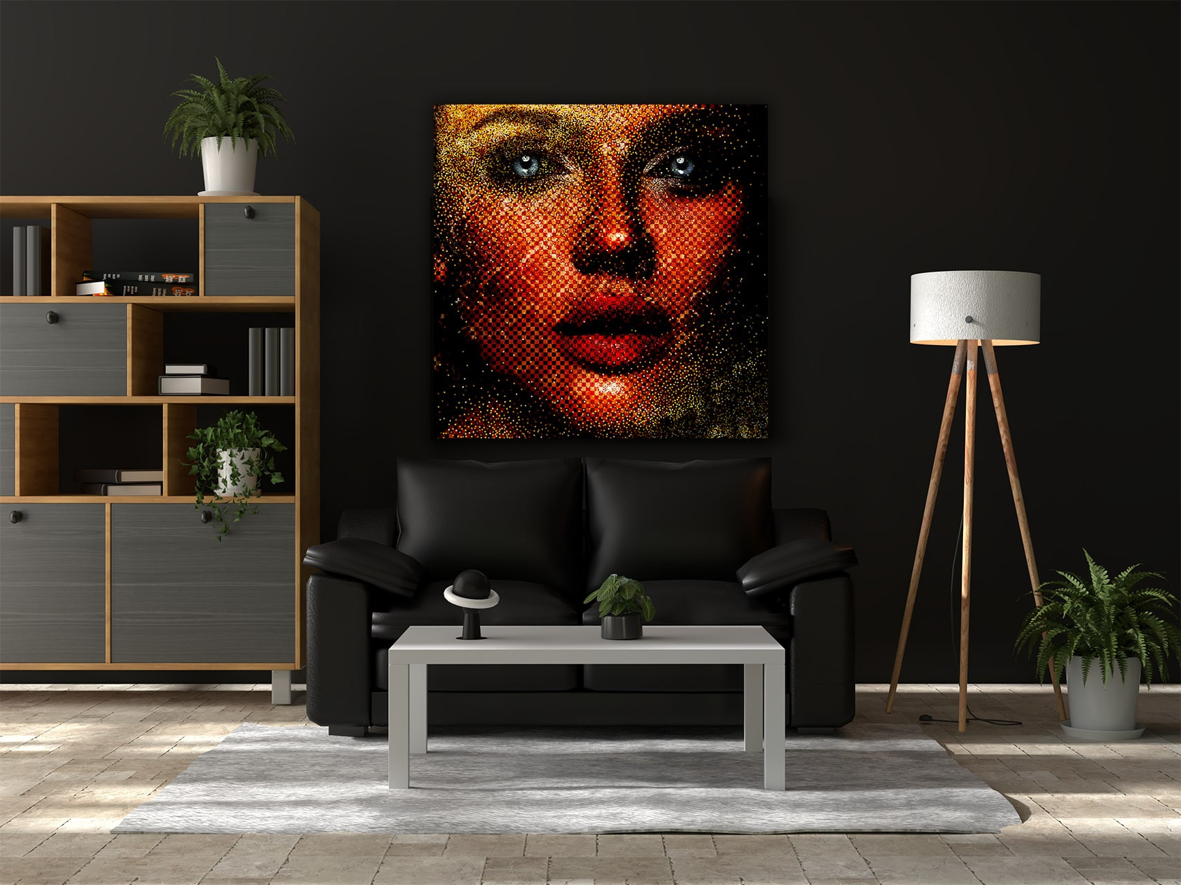 Wandbild Rote Pixel, Gesichter &amp; Abstrakt | Bilderwelt Xxl inside Abstrakte Bilder Wohnzimmer
