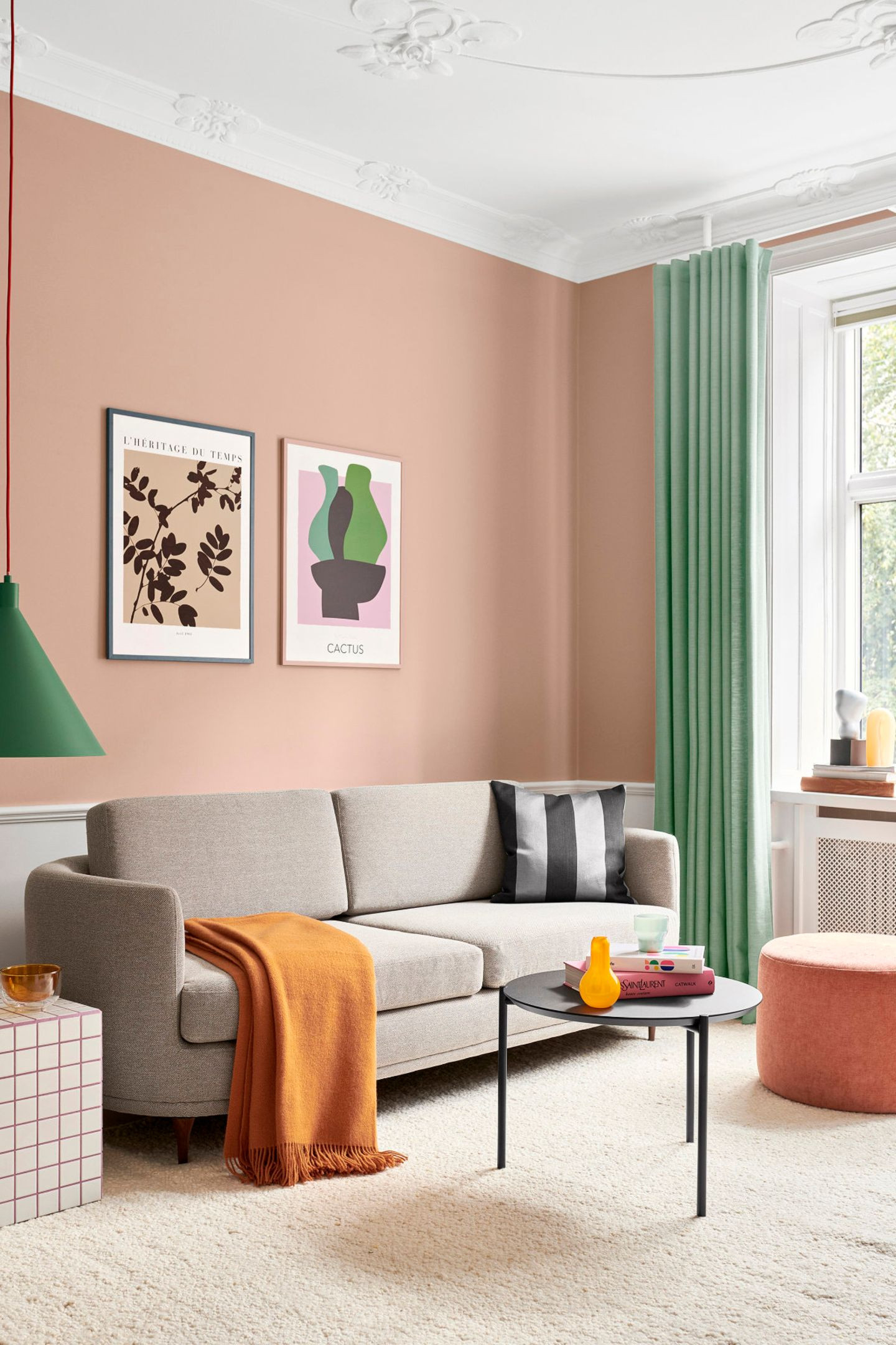 Wohnzimmer Mit Pfirsichfarbener Wand - [Schöner Wohnen] in Farbige Wand Wohnzimmer