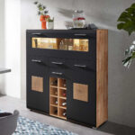 Wohnzimmer Barschrank In Schwarz & Wildeiche – Kandu Regarding Wohnzimmer Barschrank